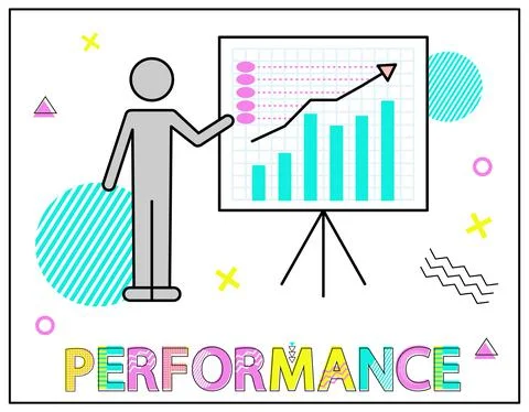 Performance with chart. Financial accounting report on board. Manager shows イラスト素材