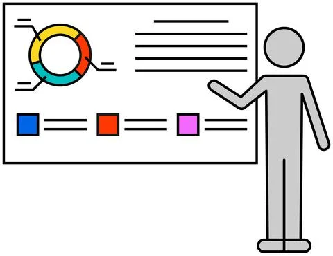 Performance with chart. Financial accounting report on board. Manager shows イラスト素材