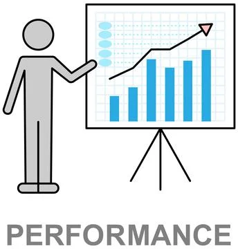 Performance with chart. Financial accounting report on board. Manager shows イラスト素材