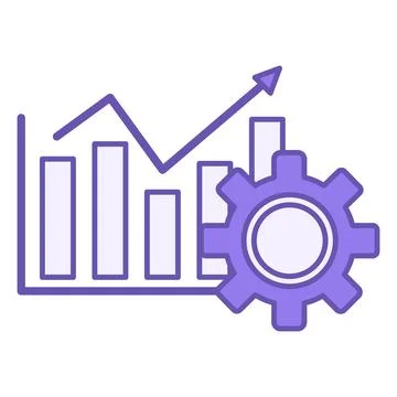 Performance Color Icon. Vector Icon of Growing Chart and Gear. Finance and .. Stock Illustration