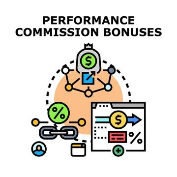 Performance commission bonuses program with financial rewards Stock Illustration