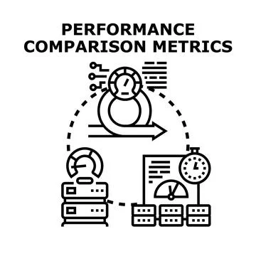 Performance comparison metrics measuring business data analytics 스톡 일러스트