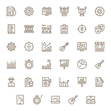 Performance Comprehensive Vector Bundle with 35 Pixel Aligned Regular Line .. Stock Illustration
