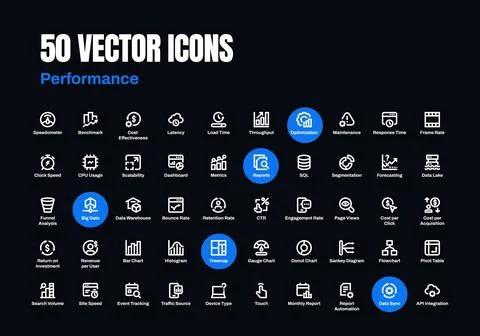 Performance &amp; Dashboard Icon Set Stock Illustration