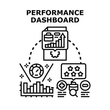 Performance dashboard showing business analytics data reporting Stock Illustration
