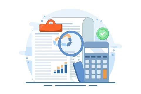 Performance data analysis concept, investment report, marketing study. 스톡 일러스트