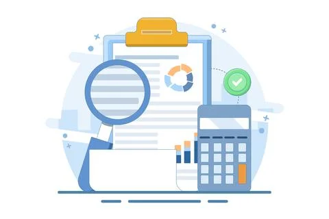 Performance data analysis concept, investment report, marketing study. 스톡 일러스트