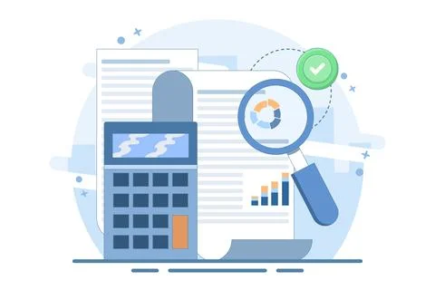 Performance data analysis concept, investment report, marketing study. Illustrazione stock