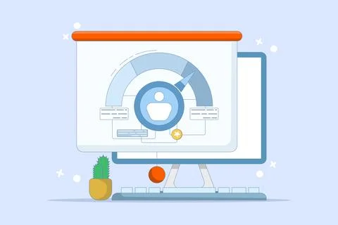 Performance data analysis concept, Marketing data research, investment report. Illustrazione stock