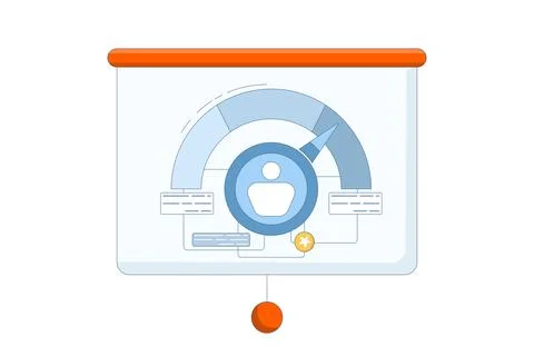 Performance data analysis concept, Marketing data research, investment report. Illustrazione stock