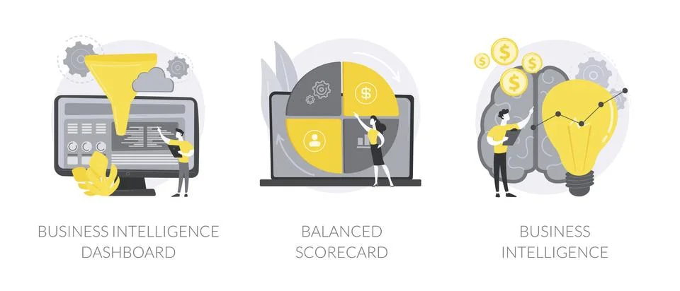Performance data visualization abstract concept vector illustrations. Illustrazione stock