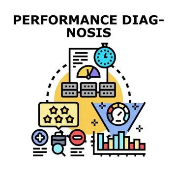 Performance diagnosis concept process data analysis Stock Illustration