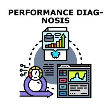 Performance diagnosis process analyzing optimization and improvement Stock Illustration