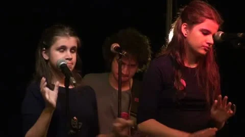 Performance of disabled girls close Stock Footage 14840941