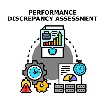 Performance discrepancy assessment concept for business evaluation Stock Illustration