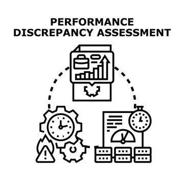 Performance discrepancy assessment concept for business evaluation Stock Illustration