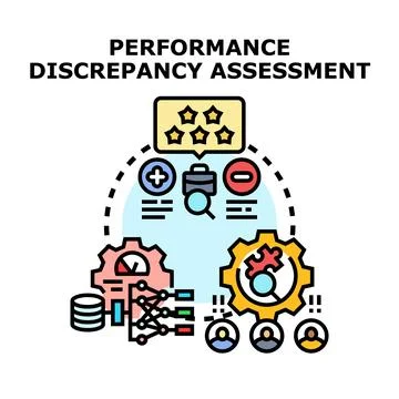 Performance discrepancy assessment concept illustration Stock Illustration
