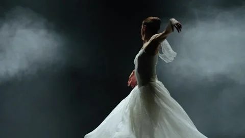 Performance, dramatic dance, graceful ballerina in a white tutu, perform 스톡 동영상 257666894