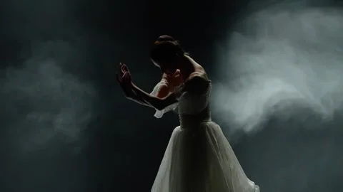 Performance, dramatic dance, graceful ballerina in a white tutu, perform 스톡 동영상 261152839