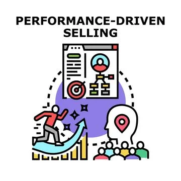 Performance driven selling strategy achieving business growth target Stock Illustration