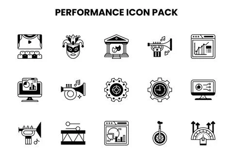 Performance DuoTone Collection Icons Pack Stock Illustration