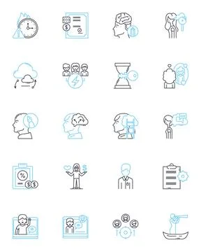 Performance enhancement linear icons set. Endurance, Stamina, Agility, Power 스톡 일러스트