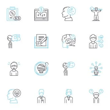 Performance enhancement linear icons set. Endurance, Stamina, Agility, Power 스톡 일러스트