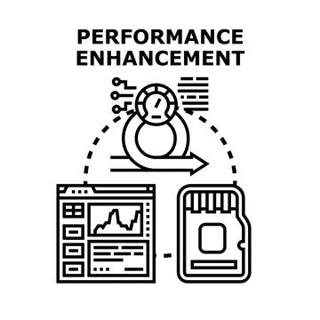 Performance enhancement optimization improving digital data efficiency Illustrazione stock