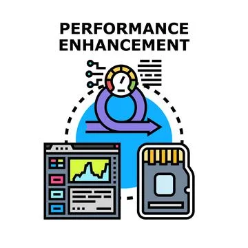 Performance enhancement optimization improving digital data efficiency Stock Illustration