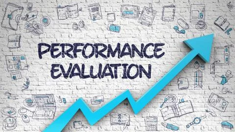 Performance Evaluation Drawn on Brick Wall Stock Illustration