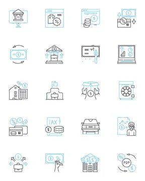 Performance evaluation linear icons set. Assessment, Review, Appraisal, Feedback Stock Illustration