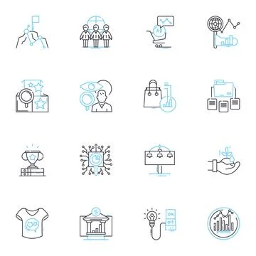 Performance evaluation linear icons set. Assessment, Feedback, Critique Illustrazione stock