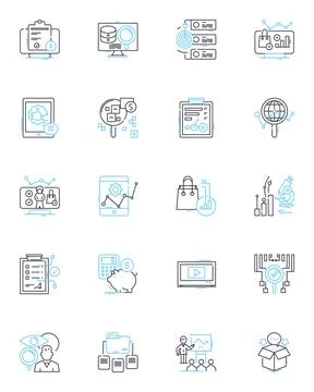 Performance evaluation linear icons set. Assessment, Feedback, Critique Stock Illustration