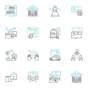Performance evaluation linear icons set. Assessment, Review, Appraisal, Feedback Illustrazione stock