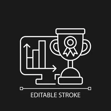 Performance evaluation white linear icon for dark theme Stock Illustration