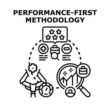 Performance first methodology optimizing business success concept Stock Illustration