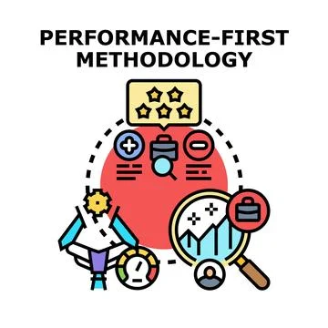 Performance first methodology optimizing business success concept Illustrazione stock