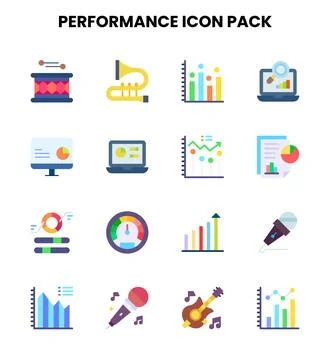 Performance Flat Graphics Icons Pack Illustrazione stock