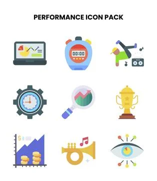 Performance Flat Icons Pack Иллюстрация