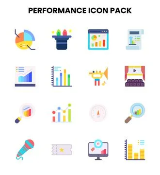 Performance Flat Scalable Icons Pack 스톡 일러스트