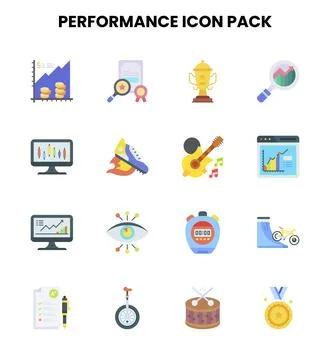 Performance Flat Set Icons Pack Иллюстрация