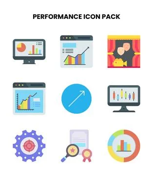 Performance Flat SVG Icons Pack 스톡 일러스트