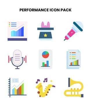 Performance Flat SVG Icons Pack Illustrazione stock