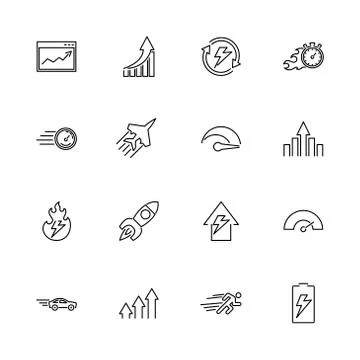 Performance- Flat Vector line Icons Illustrazione stock