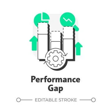 Performance gap analysis flat outline concept icon Stock Illustration