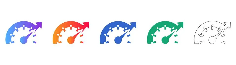 Performance Gauge and Growth Indicator Icons Illustrazione stock