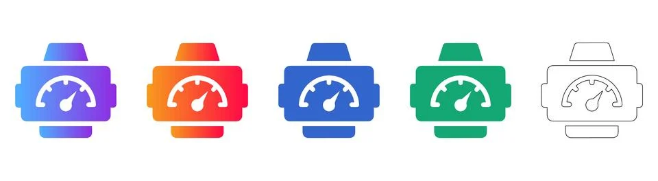 Performance Gauge and Meter Icon Collection Stockillustratie