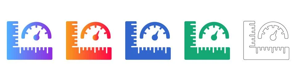 Performance Gauge and Ruler Measurement Icons Stock Illustration