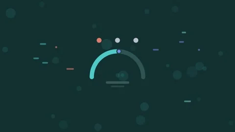 Performance Gauge animation, dark teal flat design motion graphic Stock Footage 342454931