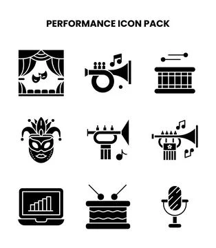 Performance Glyph Design Icons Pack Stock-Illustration